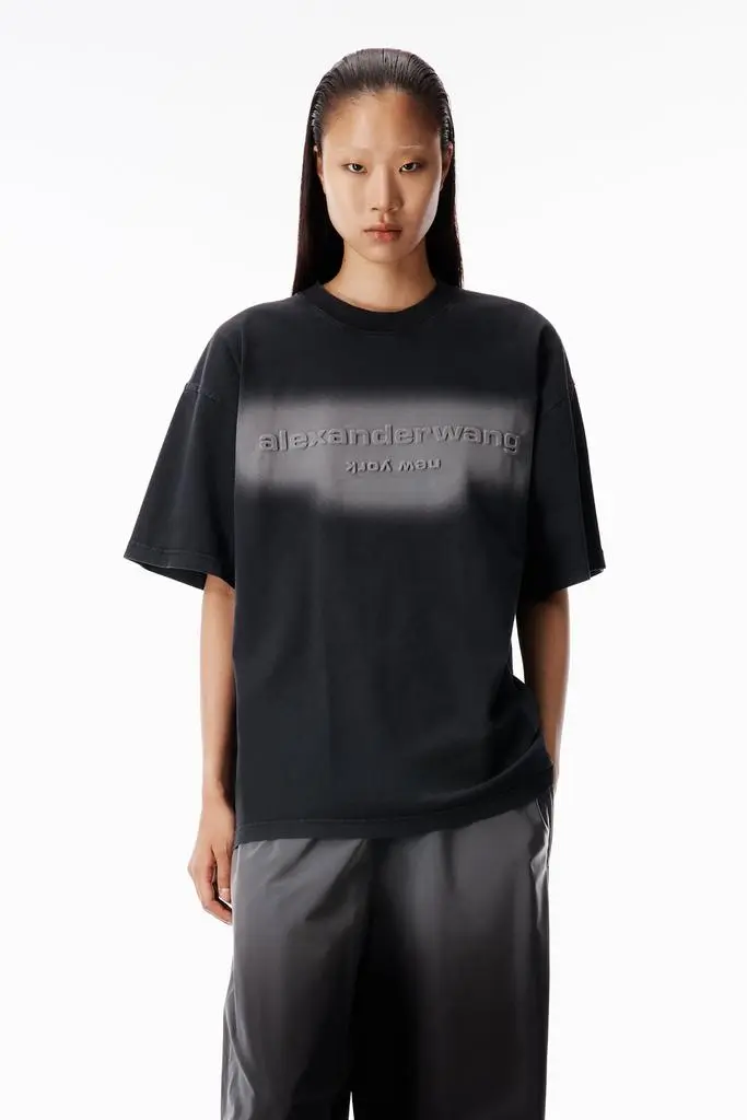 Alexander Wang Unisex Short Sleeve Embossed Halo Tee in Jersey Oversized