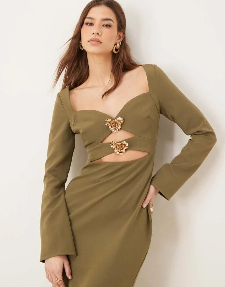 pretty lavish gold dress Pretty Lavish hammered satin midaxi dress in gold
