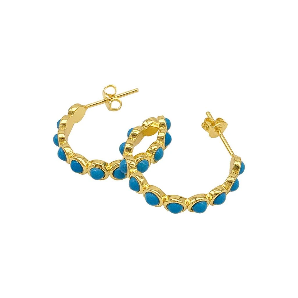 Adornia Adornia Bezeled Turquoisette Hoop Earrings gold 2