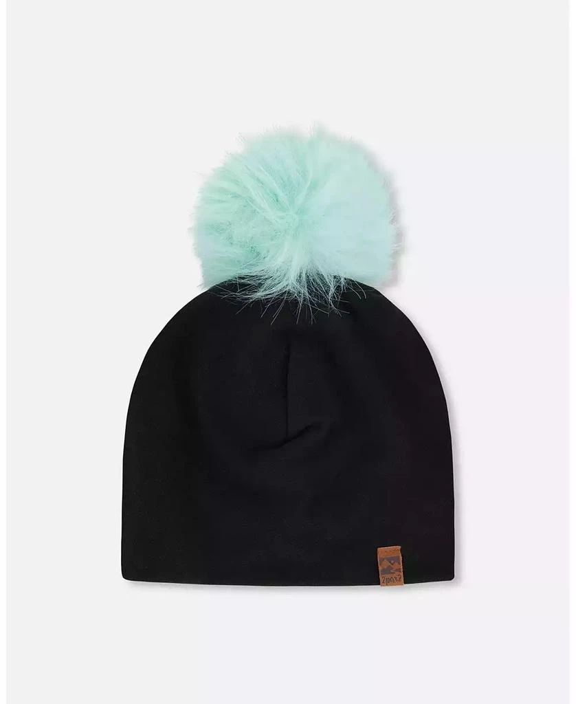 Deux par Deux Girl Stretch Jersey Hat with Pompom - Toddler|Child