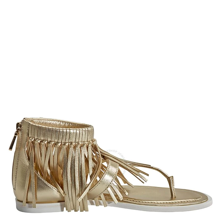 Tod's Calfskin Metallic Fringed Sandals 1