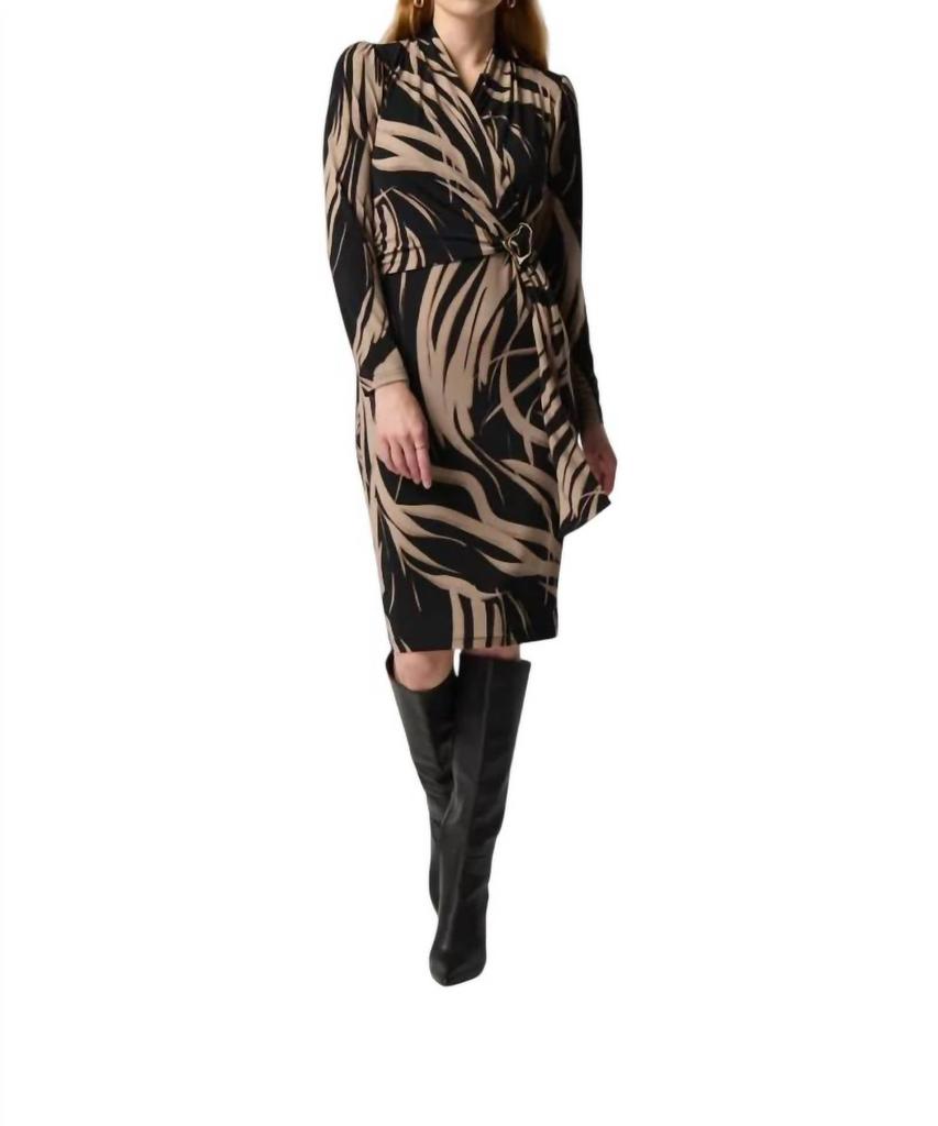 JOSEPH RIBKOFF Side Buckle Sheath Dress In Multi
