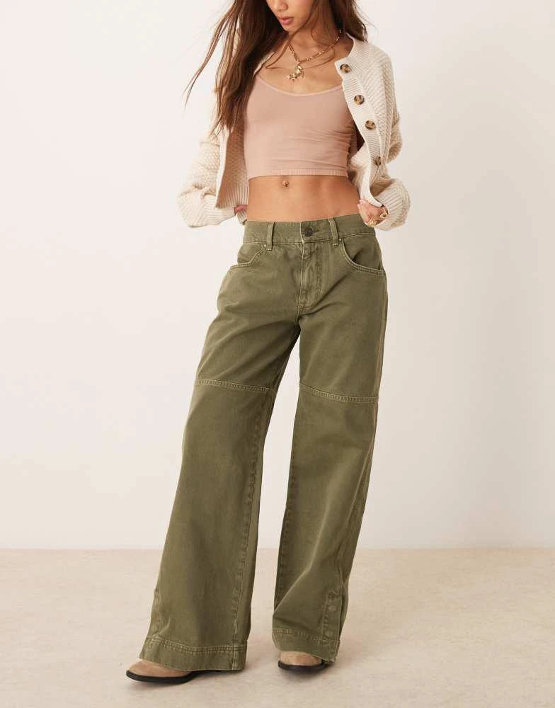 Free People Free People benji relaxed wide leg trousers in green 1