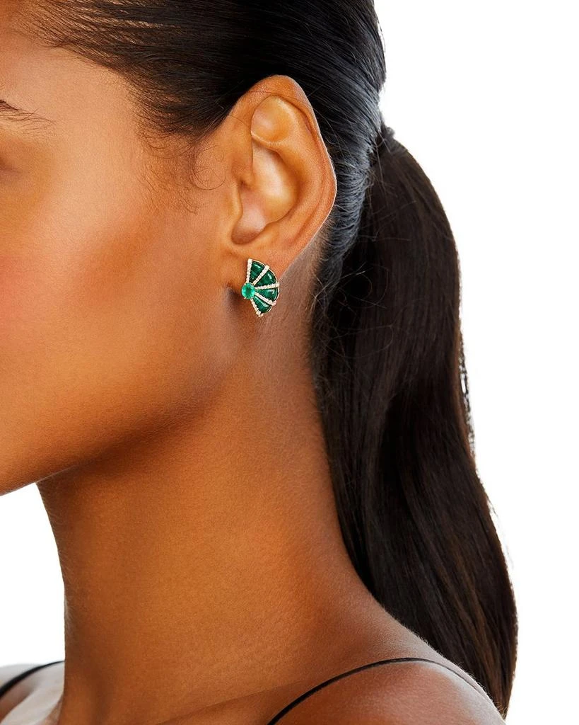 Bloomingdale
s Malachite, Emerald, 
Diamond Fan Stud Earrings in 14K Yellow Gold 2