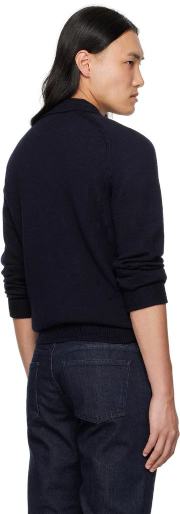 Drake's Navy Merino Wool Knitted Polo 3