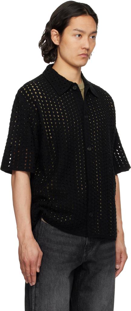 Solid Homme Black Pointelle Shirt