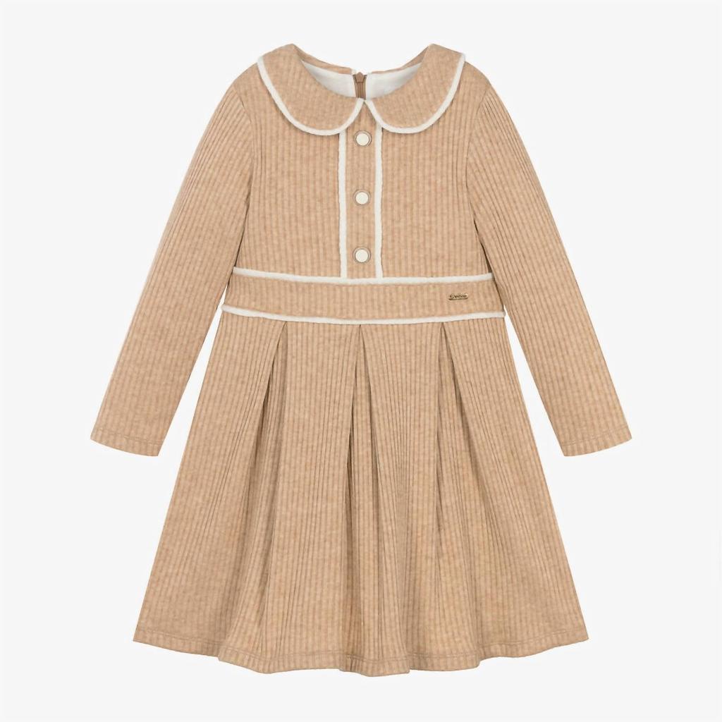 Patachou Girl's Knit Dress In Beige