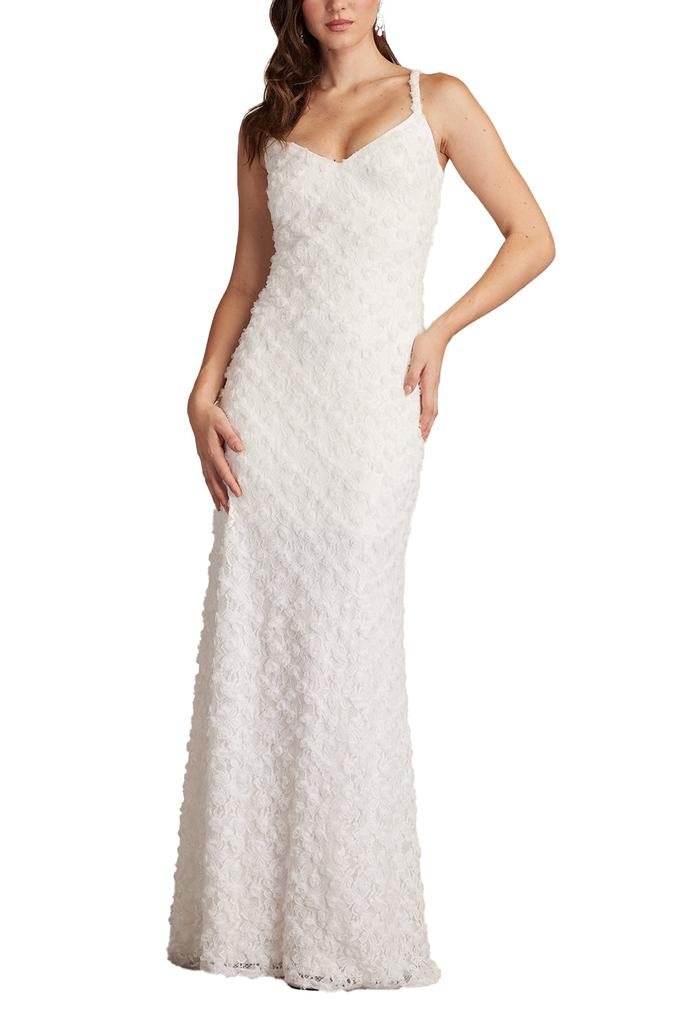 Tadashi Shoji Erma 3D Floral Spaghetti Strap Gown