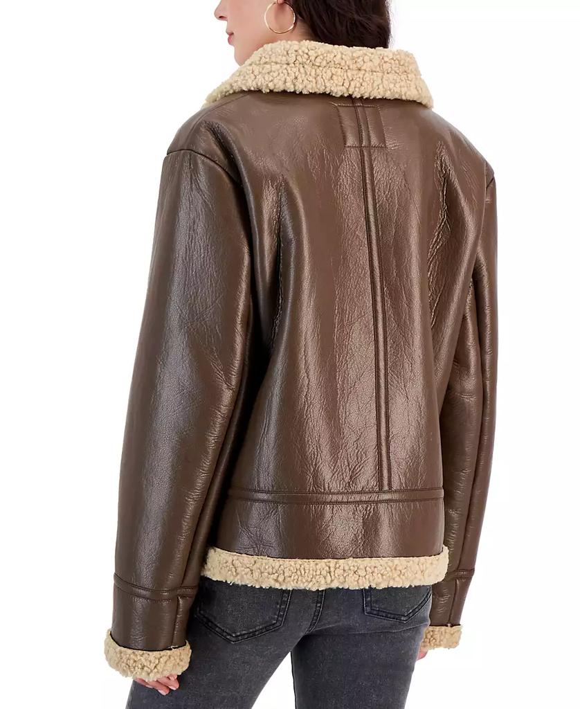 Maralyn & Me Juniors' Faux-Shearling Moto Jacket