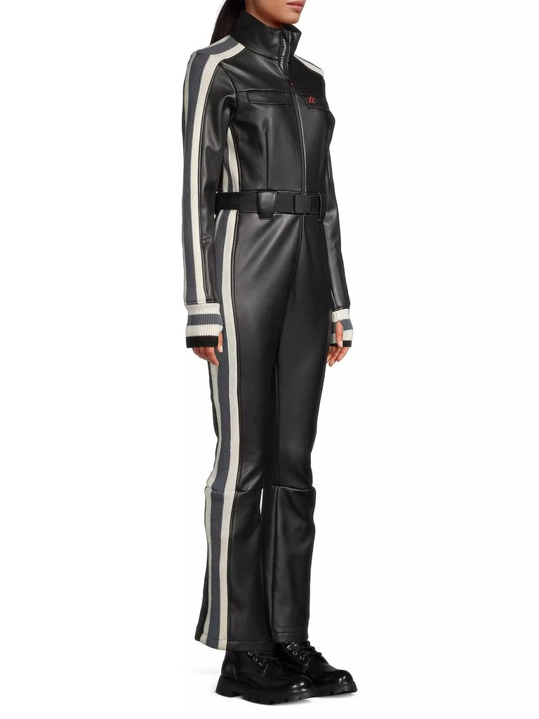 Perfect Moment Crystal Belted Stripe Faux Leather Ski Suit 4