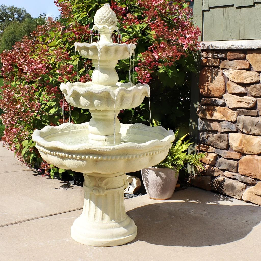 Sunnydaze 51"H Electric Polyresin and Fiberglass 3-Tier Pineapple Top Outdoor Water Fountain 5