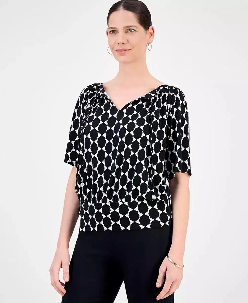 JM Collection Women's Split-Neck Banded Bottom Top, Exclusively at Macy's 3