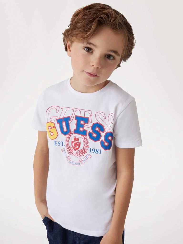 GUESS Boys Logo T-Shirt in White 2