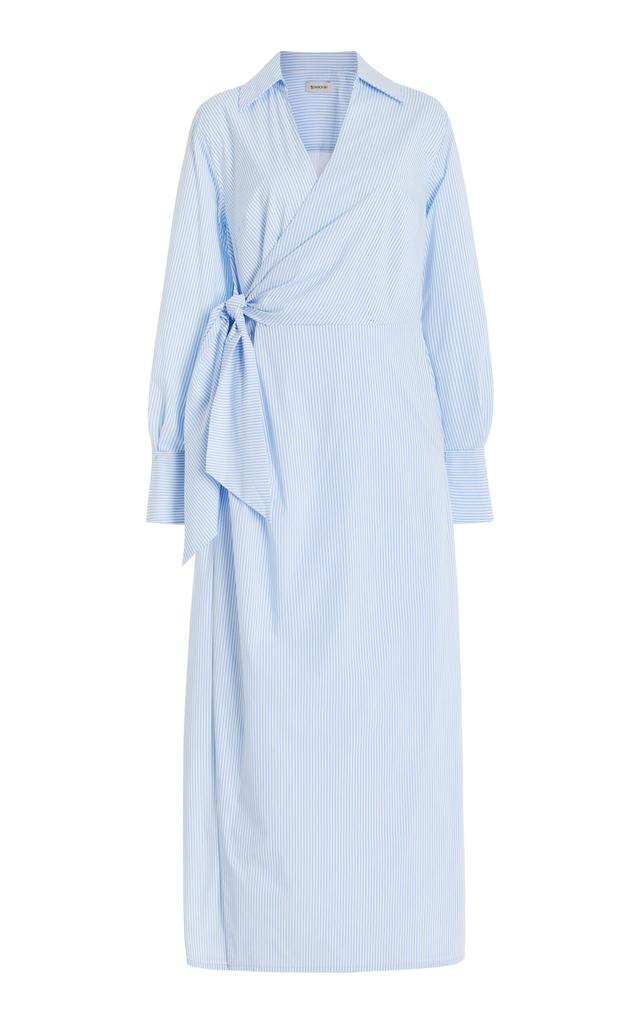 SIMKHAI SIMKHAI - Briar Wrap-Effect Cotton-Blend Midi Dress - Blue - US 4 - Moda Operandi