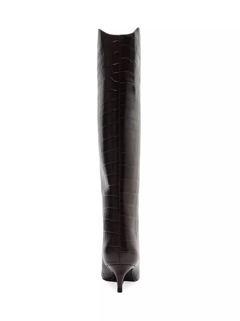 Schutz Maryana 50MM Crocodile-Embossed Leather Wide-Calf Boots 7