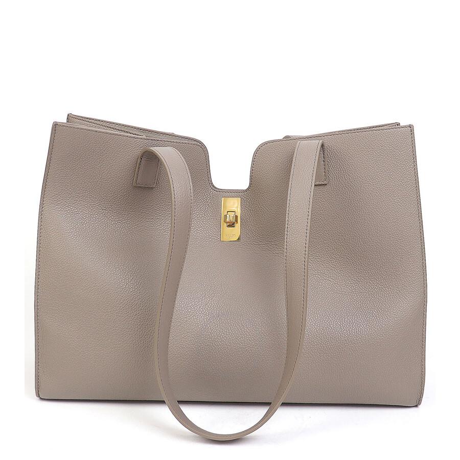 Celine Cabas 16 Soft In Supple Grained Calfskin - Pebble