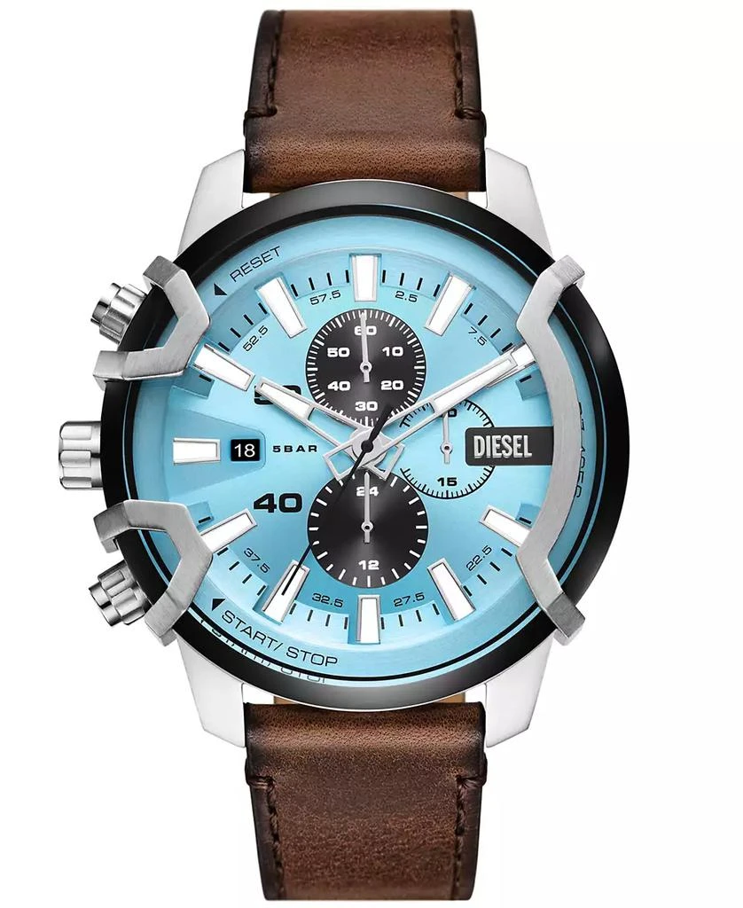 Shop Men's Griffed Chronograph Brown Leather Watch 48mm on Sale at