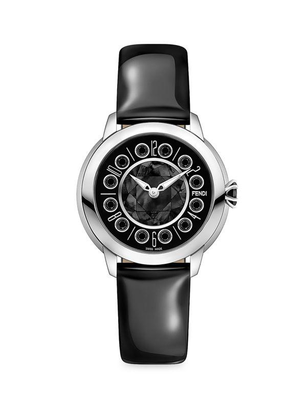 アナログ腕時計 FENDI Watches Women Leather Black O'Lock Vertical Black | Fendi