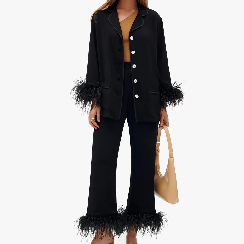 Sleeper Party Feather-Trimmed Crepe de Chine Pyjama Set 5