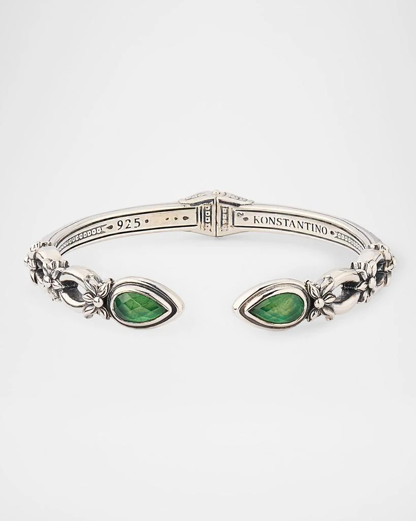 Konstantino Ivy Rock Crystal, Aventurine and MOP Triplet Cuff Bracelet