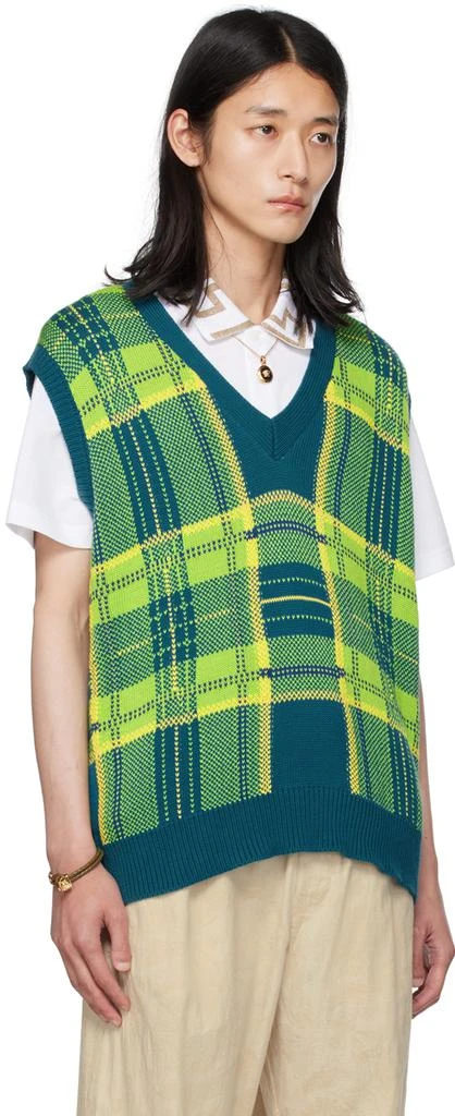 Versace Blue & Green Check Vest 2