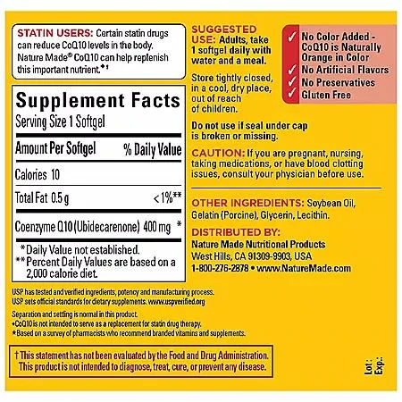 Nature Made Nature Made CoQ10 400mg Softgels, 90 ct. 2