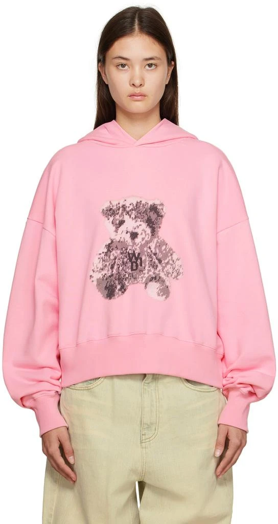 We11done Pink Pixel Teddy Hoodie 1