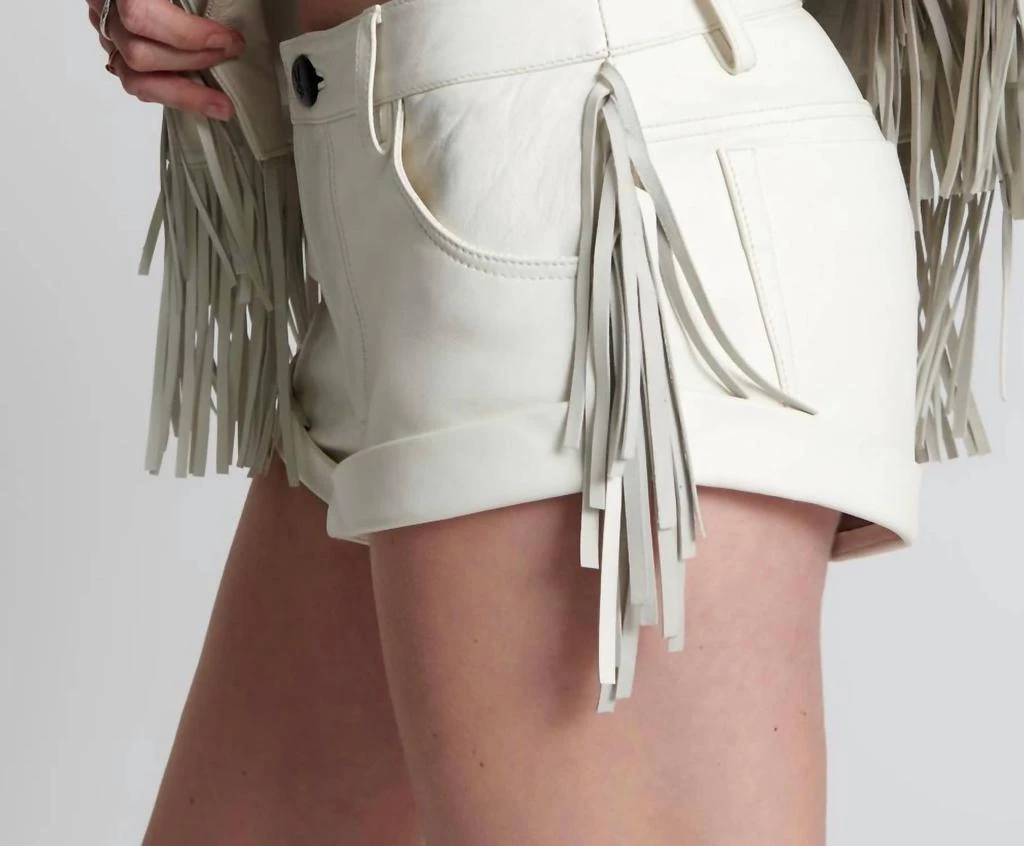 One Teaspoon Chaos Walking Fringed Leather Bandit Shorts 5