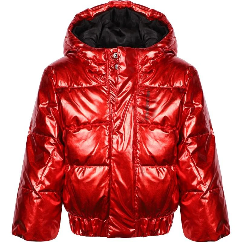 Karl Lagerfeld Paris Red logo puffer and high collar neon yellow jackets set 2