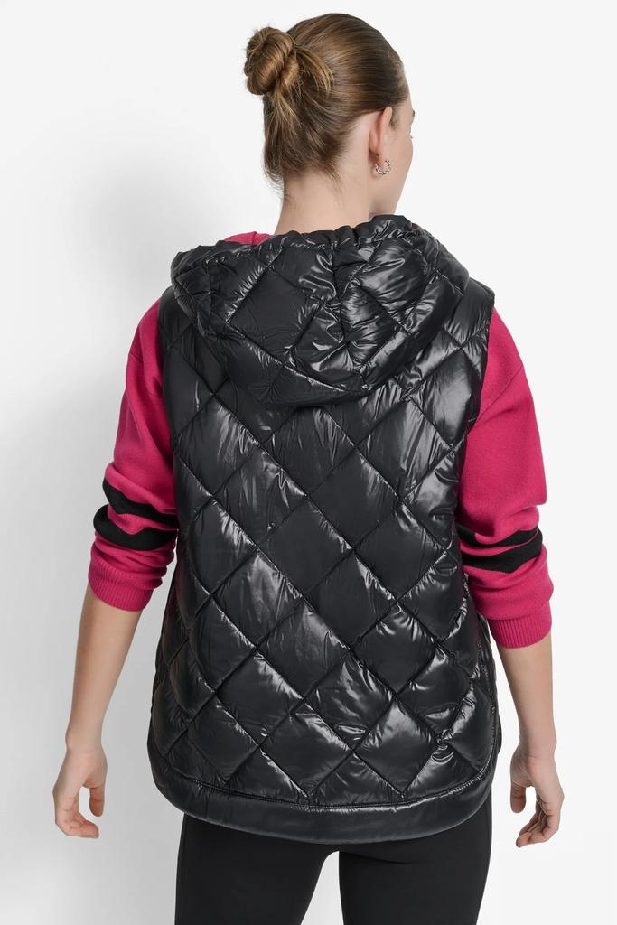 DKNY QUILTED HOODED VEST