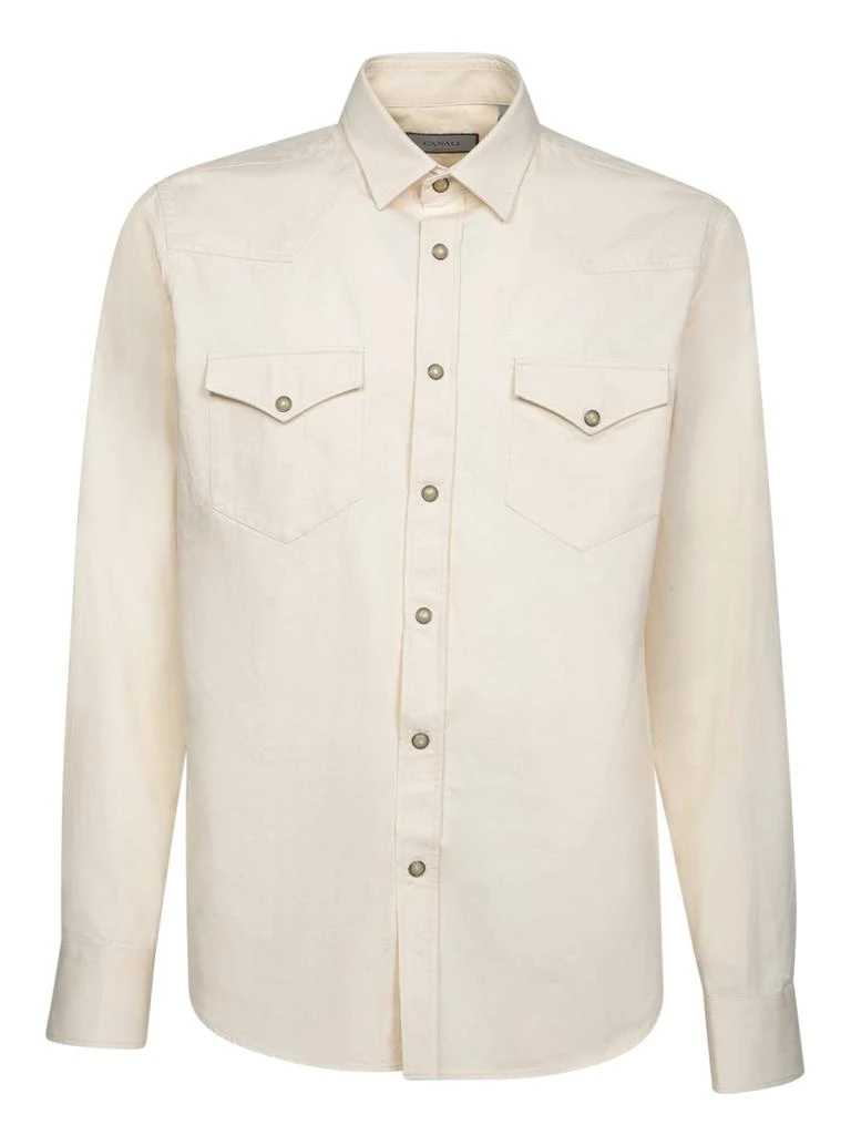 Canali Cream Denim Texan Shirt 1