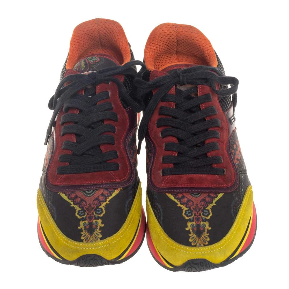 ETRO Etro Multicolor Paisley Fabric And Suede Lace Up Sneakers Size 38 3