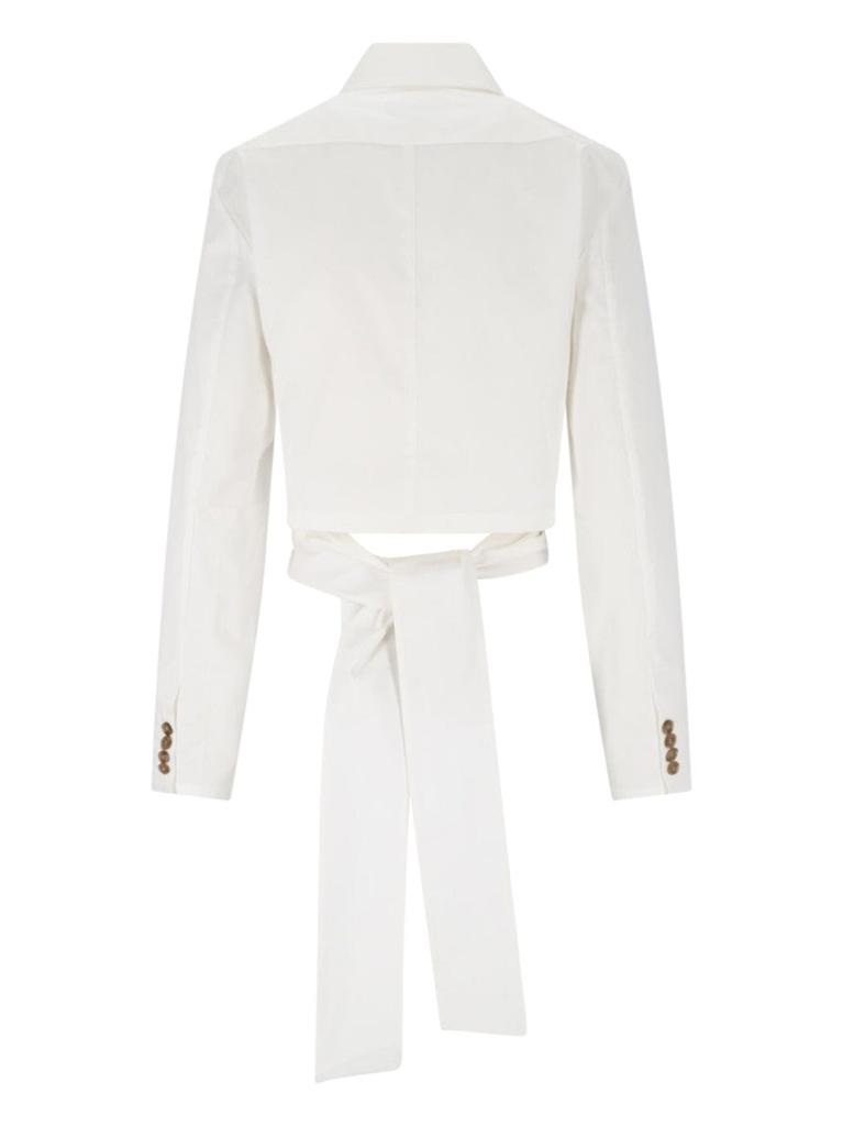 Eudon Choi Emil" Draped Crop Top – White