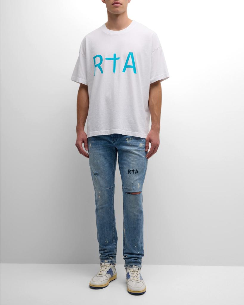 RTA Men's Clayton Distressed Paint-Splatter Jeans