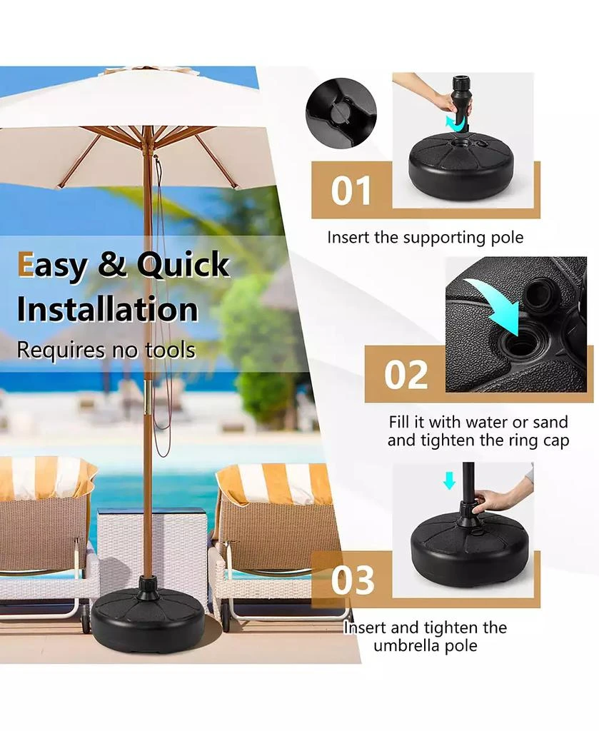 Gymax Patio Fillable Round Umbrella Base Stand Fit Pole 1.5

 Holder 40 lbs Outdoor 9