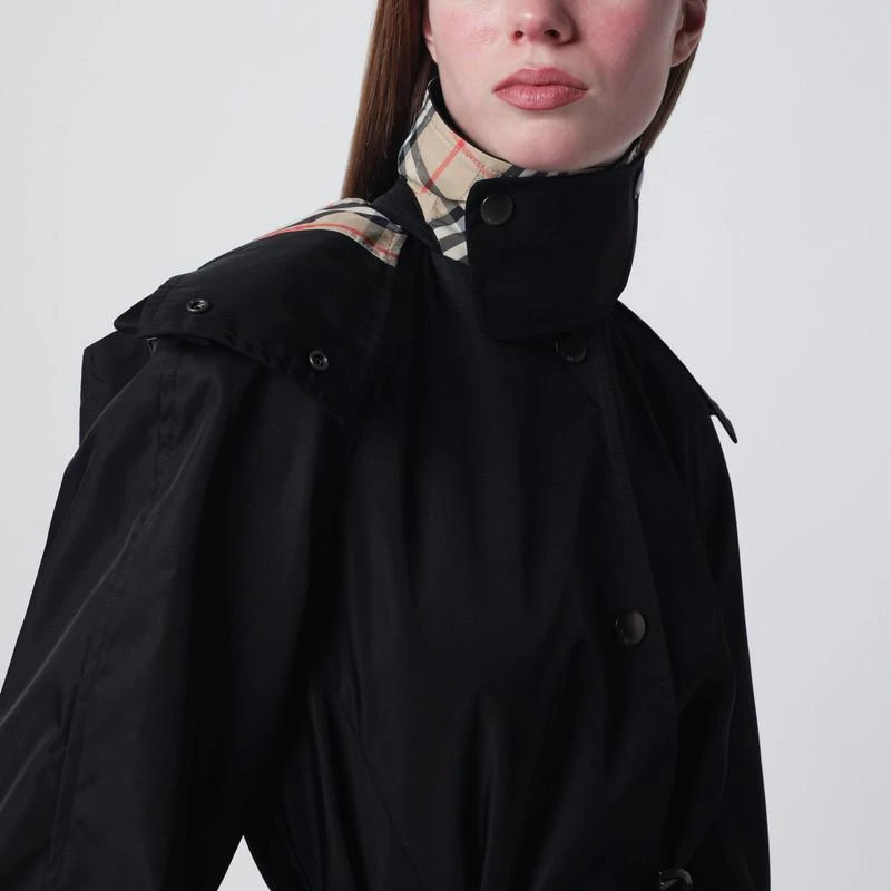 Burberry Long black nylon car coat 4