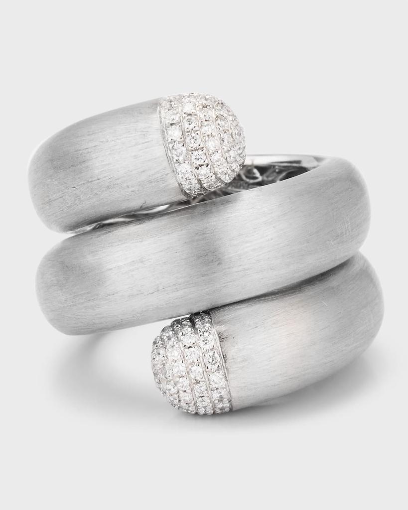 Piranesi 18K White Gold Satin Finish Pave Diamond Swirl Ring, Size 6.5