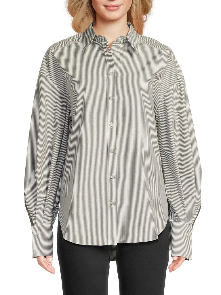 Brunello Cucinelli Striped Cotton-Blend Button-Front Shirt 1