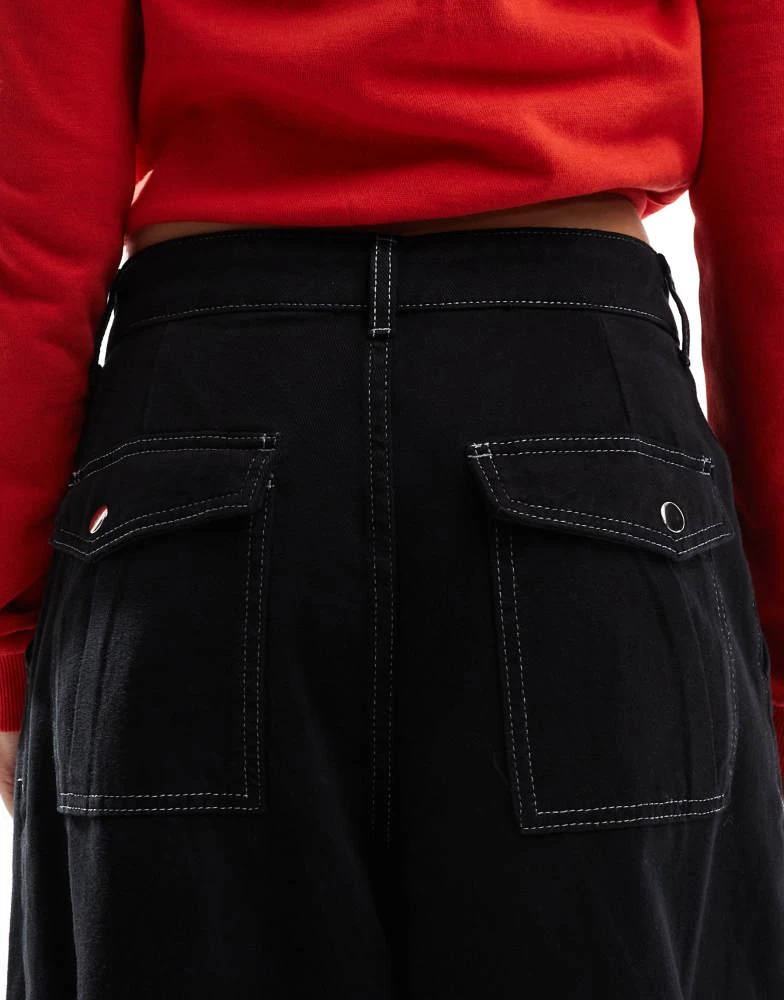 COLLUSION COLLUSION baggy parachute jeans with contrast stitch in black - BLACK 5