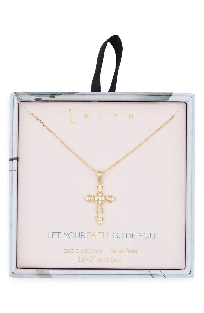 Leith Pavé Crystal Cross Pendant Necklace