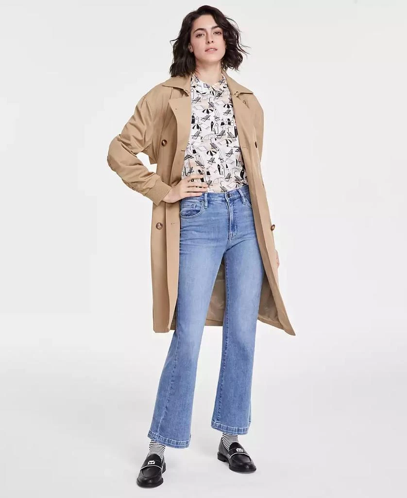 Karl Lagerfeld Paris Women
s Ruched-Sleeve Trench Coat 2