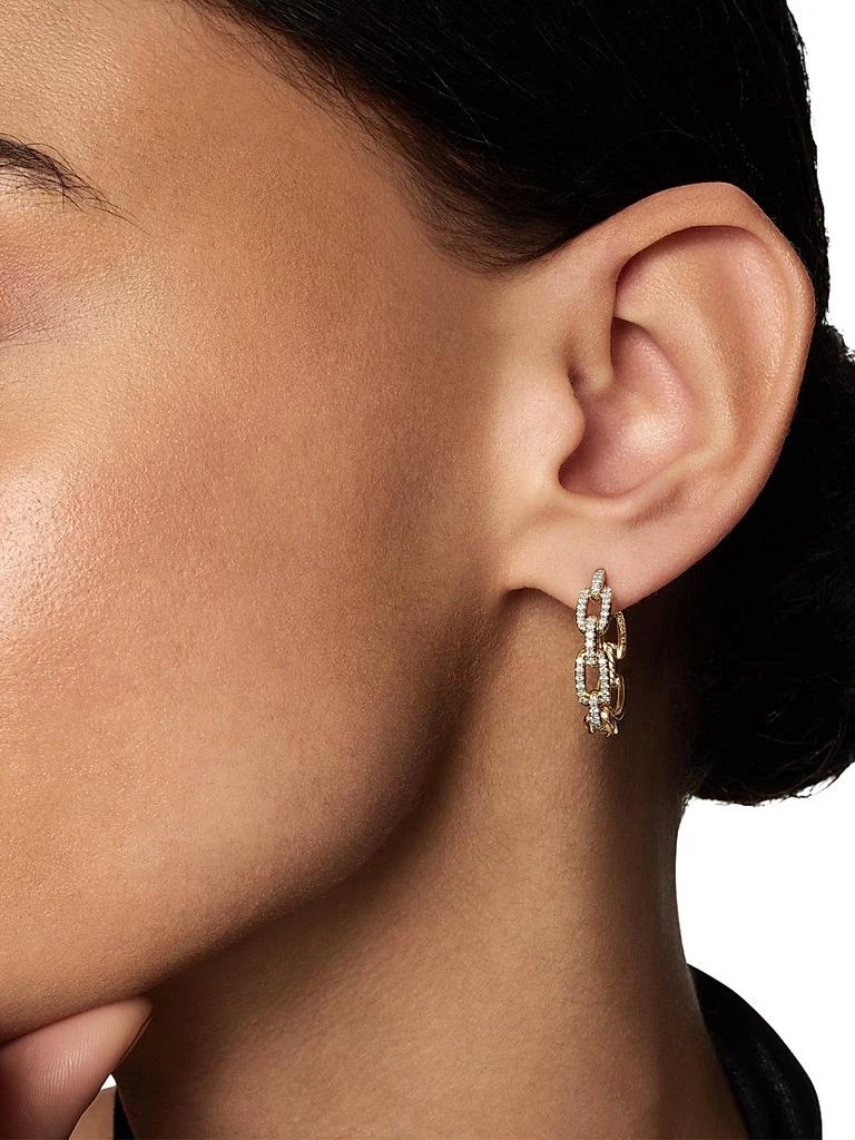 David Yurman Stax Chain Link Hoop Earrings in 18K Yellow Gold with Diamonds, 23.8mm 6
