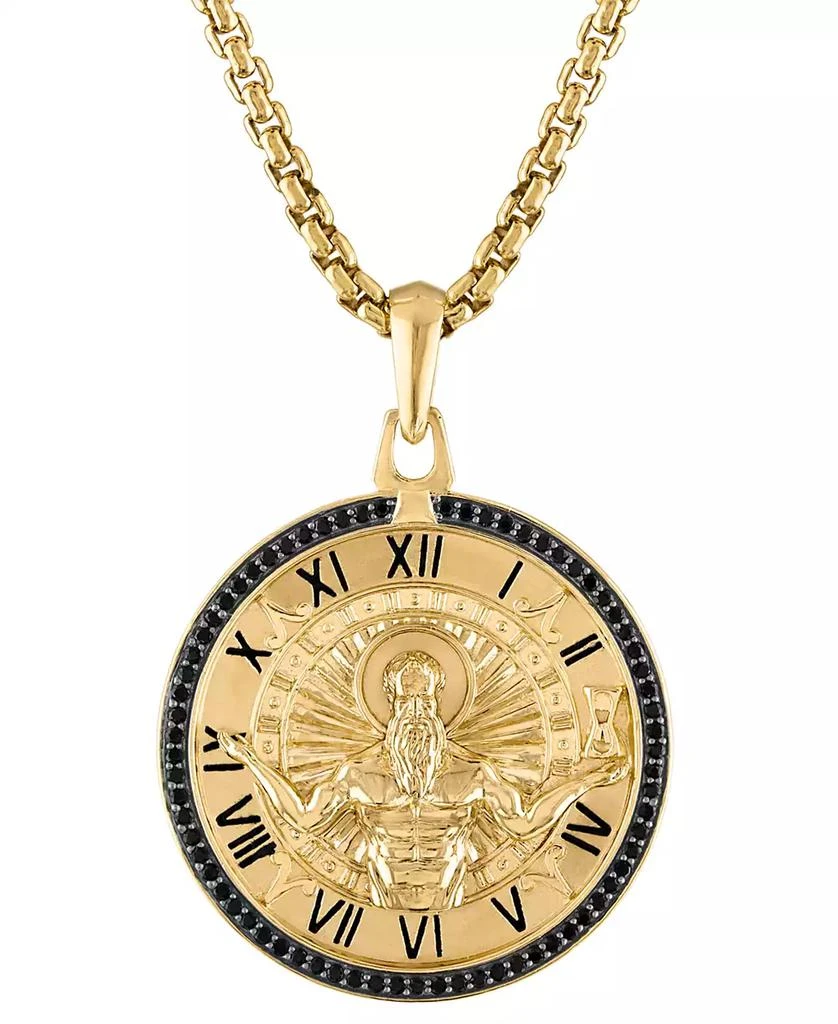Bulova Men's Chronos God of Time Black Diamond (1/4 ct. t.w.) Pendant Necklace in 14k Gold-Plated Sterling Silver, 24" + 2" extender 1