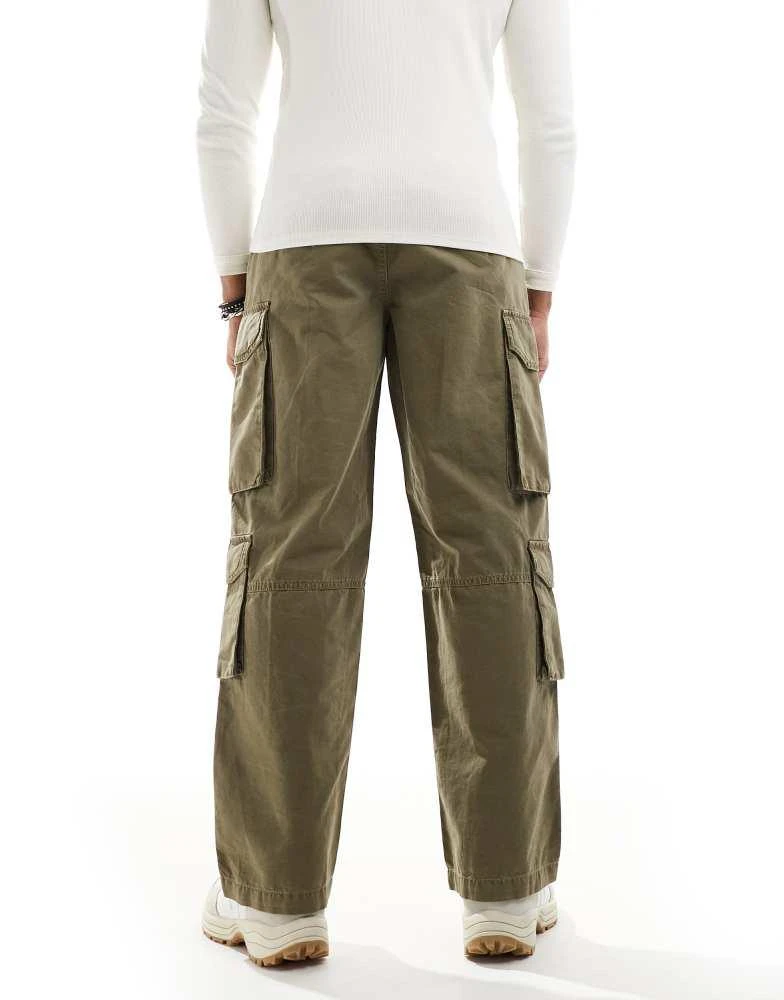 River Island River Island loose leg cargo trousers dark khaki 3