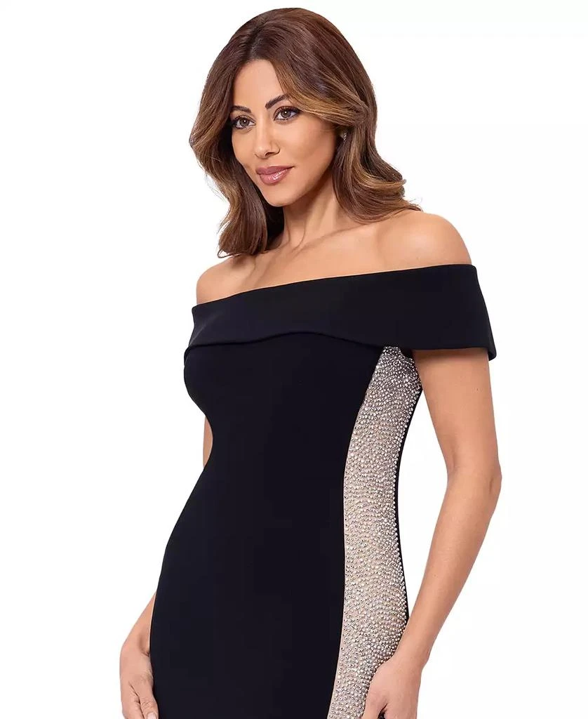 XSCAPE Petite Beaded-Panel Off-The-Shoulder Dress 4