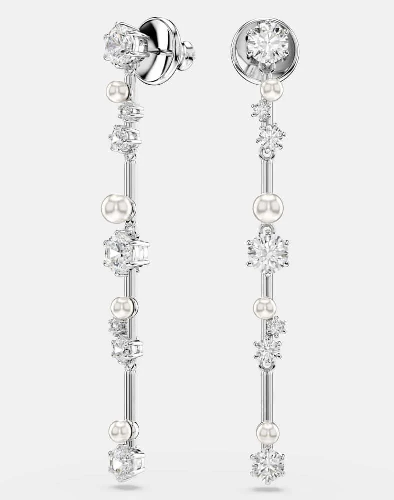 Swarovski Swarovski Constella drop earrings with rhodium plate in white 2
