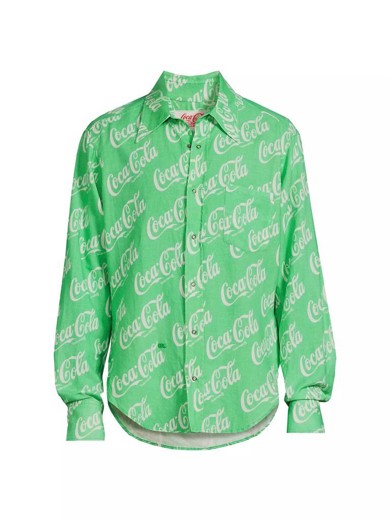 ERL ERL x Coca-Cola Cotton & Linen-Blend Button-Front Shirt