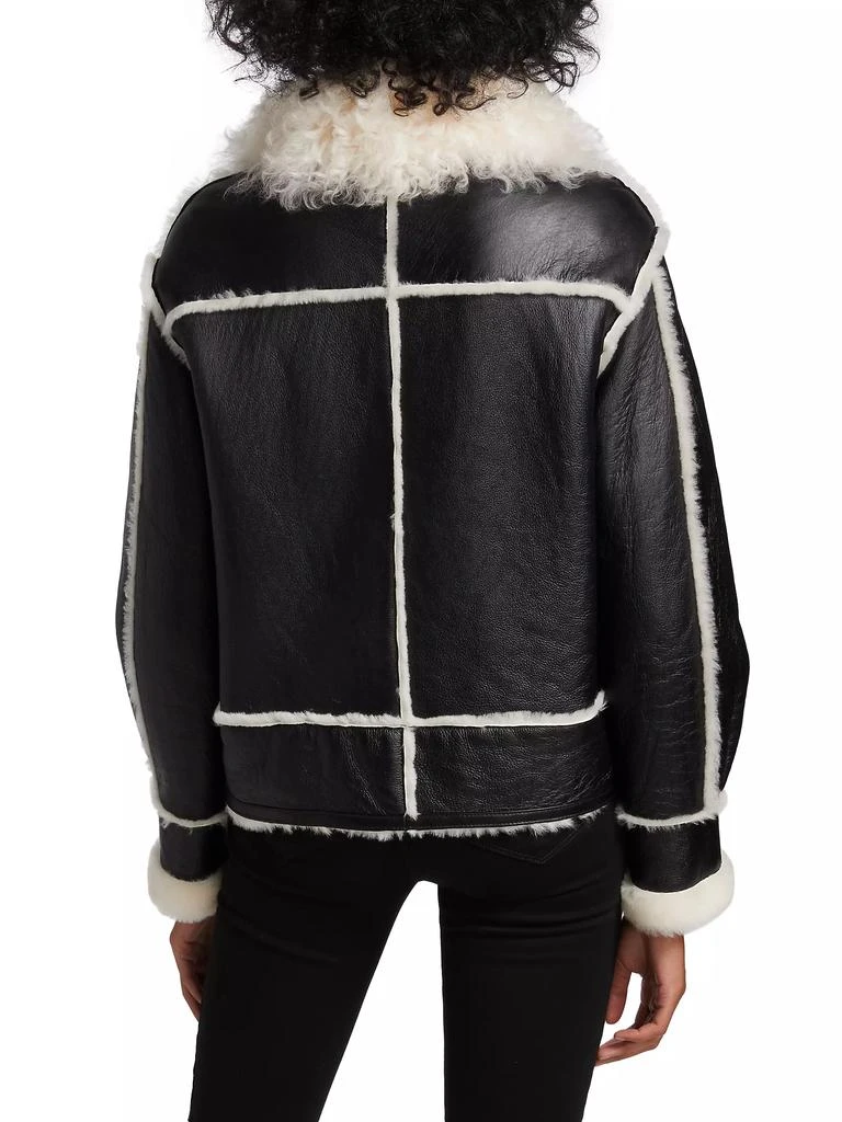 Maximilian Leather Shearling-Trimmed Moto Jacket 5