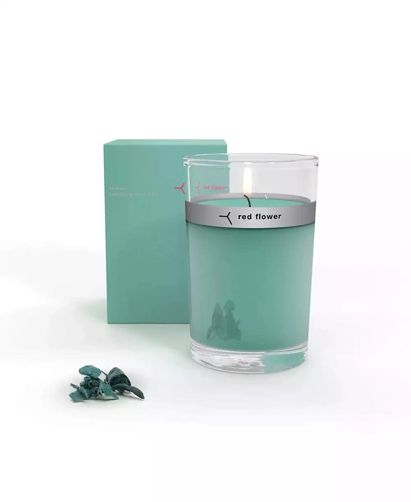 Red Flower Ocean Petal Topped Candle