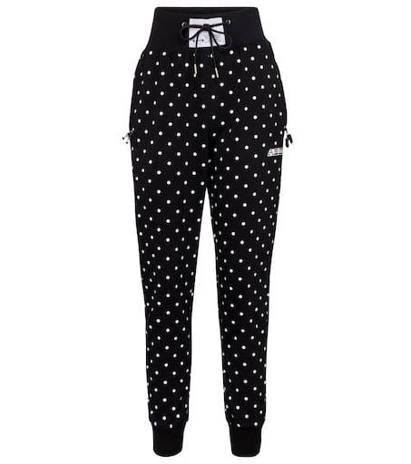 Adam Selman Sport Polka-dot high-rise cotton-blend sweatpants 1